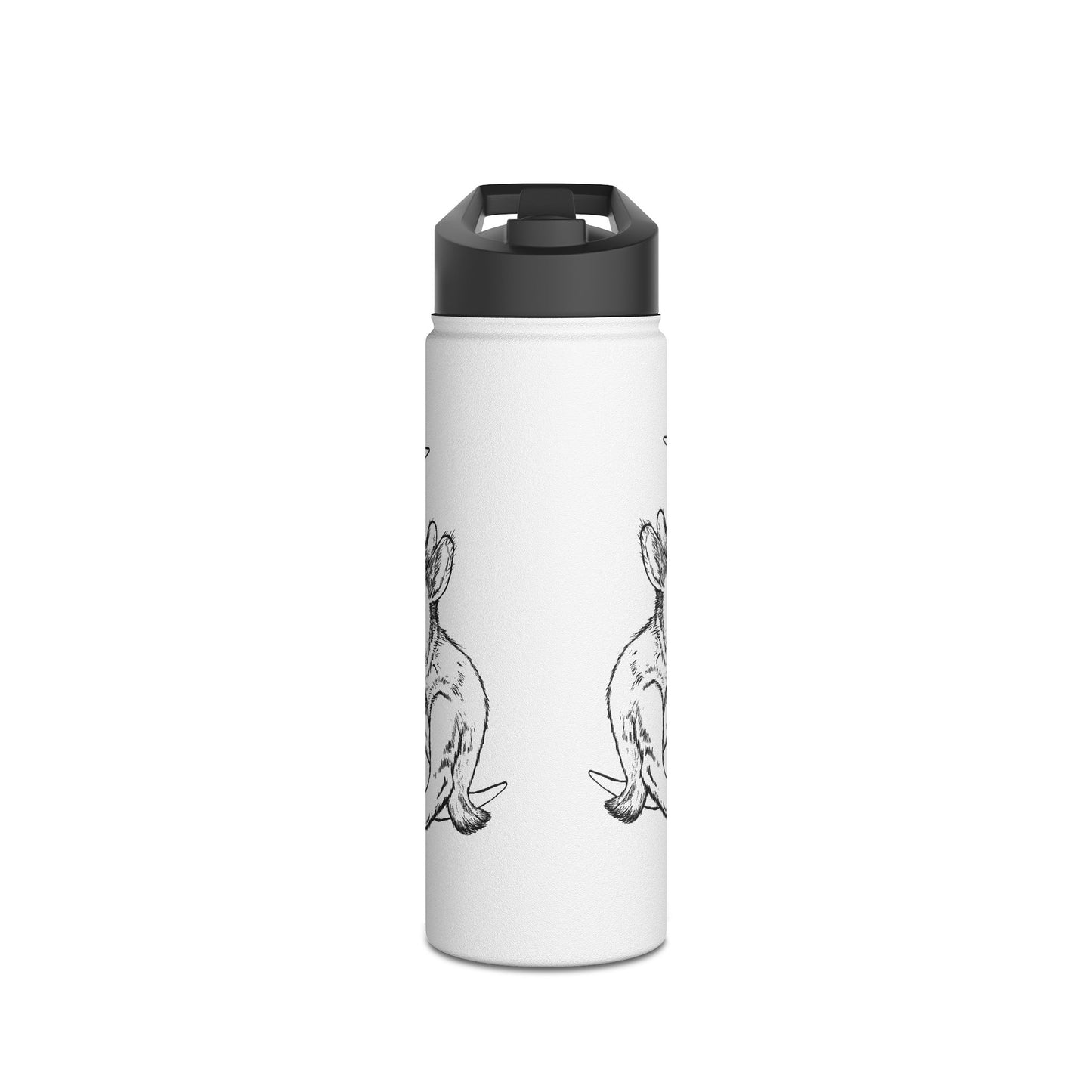 Water Bottle with Baby Bunny Sleeping on Crescent Moon Design