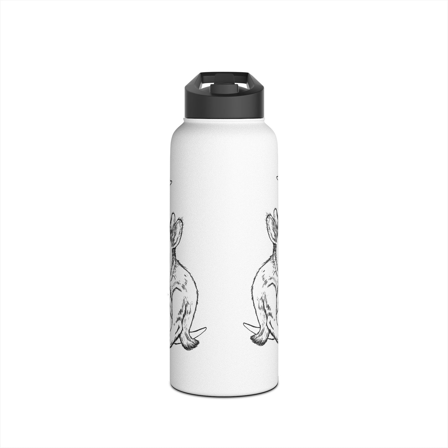 Water Bottle with Baby Bunny Sleeping on Crescent Moon Design