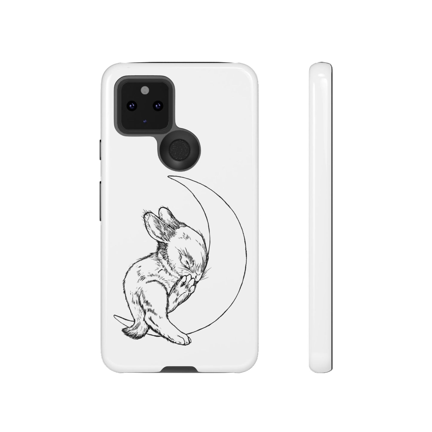Phone Case - Sleeping Cute Baby Bunny on a Crescent Moon
