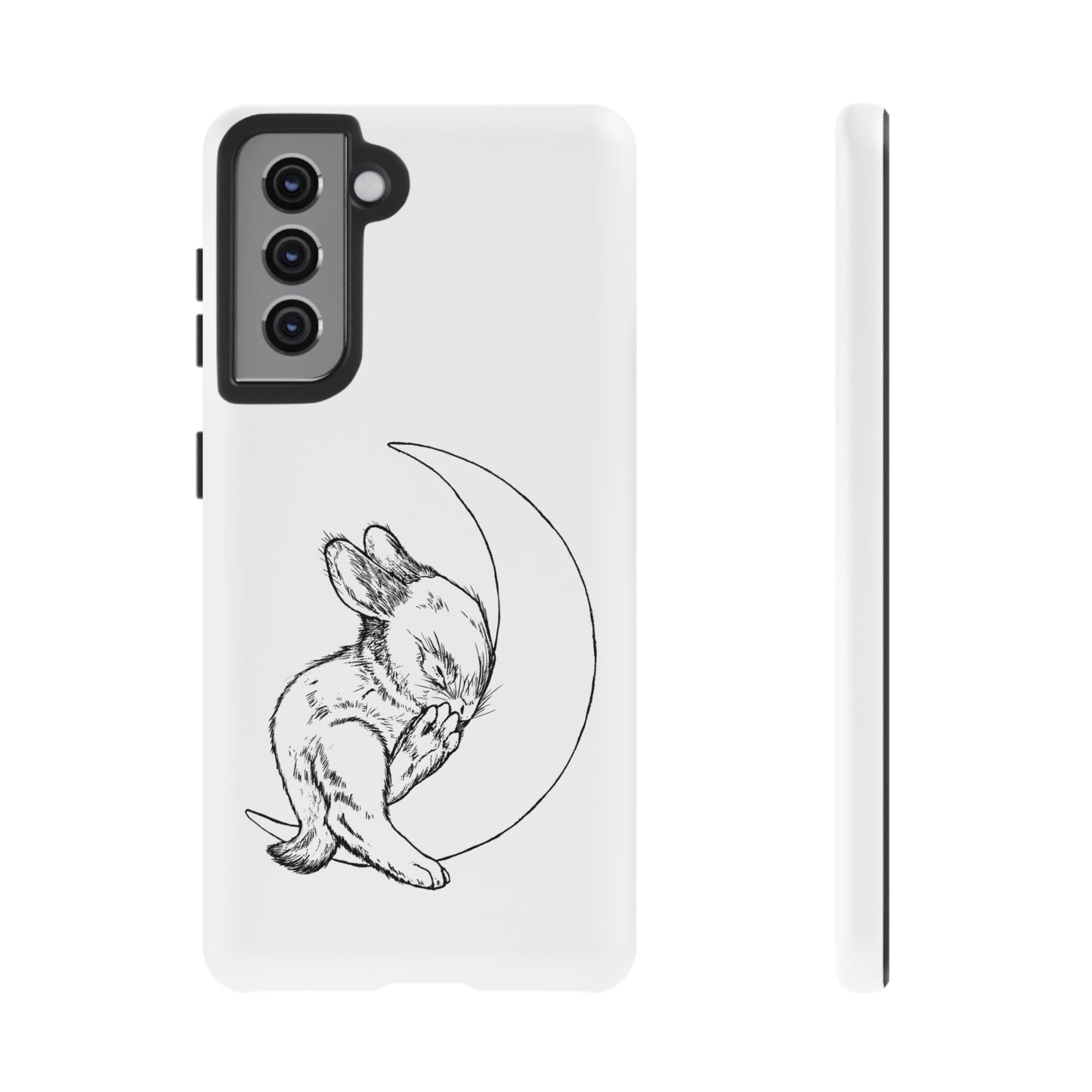 Phone Case - Sleeping Cute Baby Bunny on a Crescent Moon