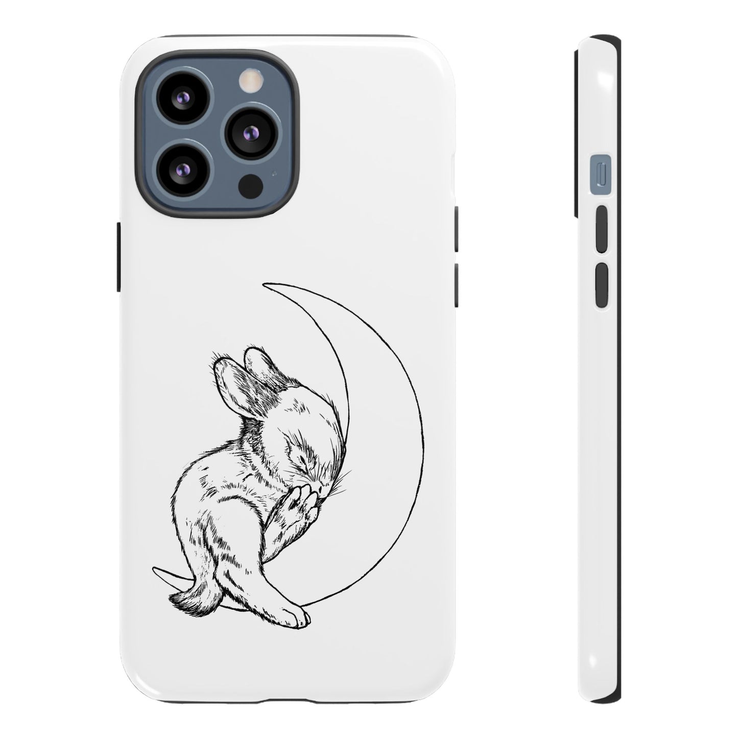 Phone Case - Sleeping Cute Baby Bunny on a Crescent Moon