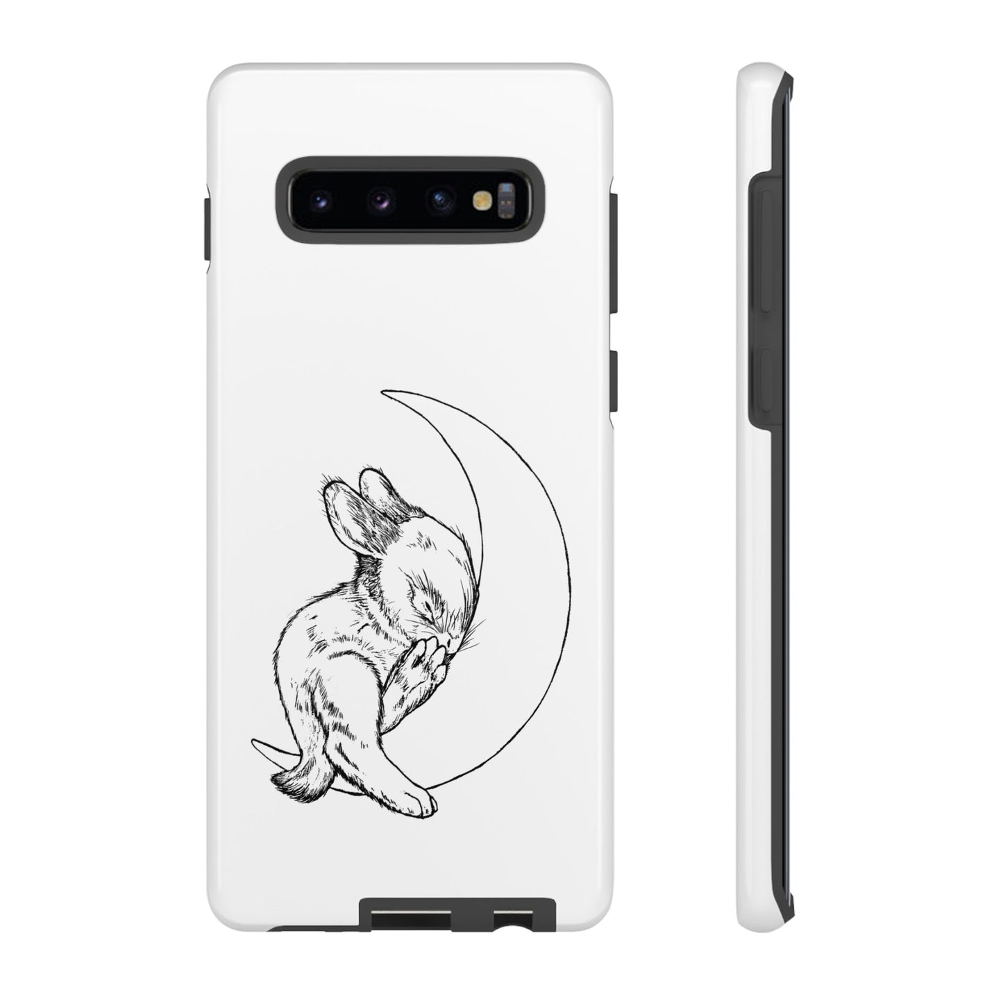 Phone Case - Sleeping Cute Baby Bunny on a Crescent Moon