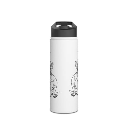 Water Bottle with Baby Bunny Sleeping on Crescent Moon Design