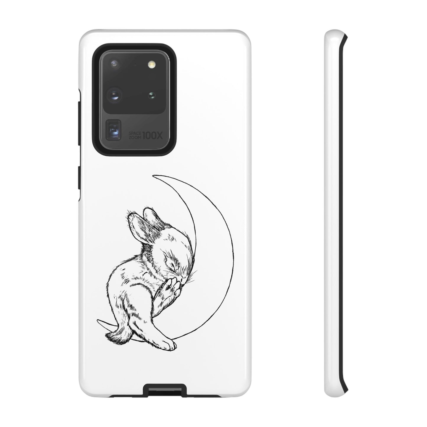 Phone Case - Sleeping Cute Baby Bunny on a Crescent Moon