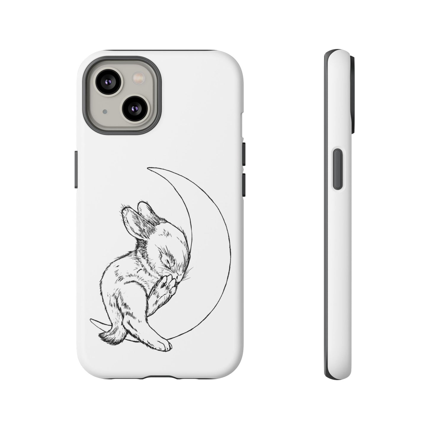 Phone Case - Sleeping Cute Baby Bunny on a Crescent Moon