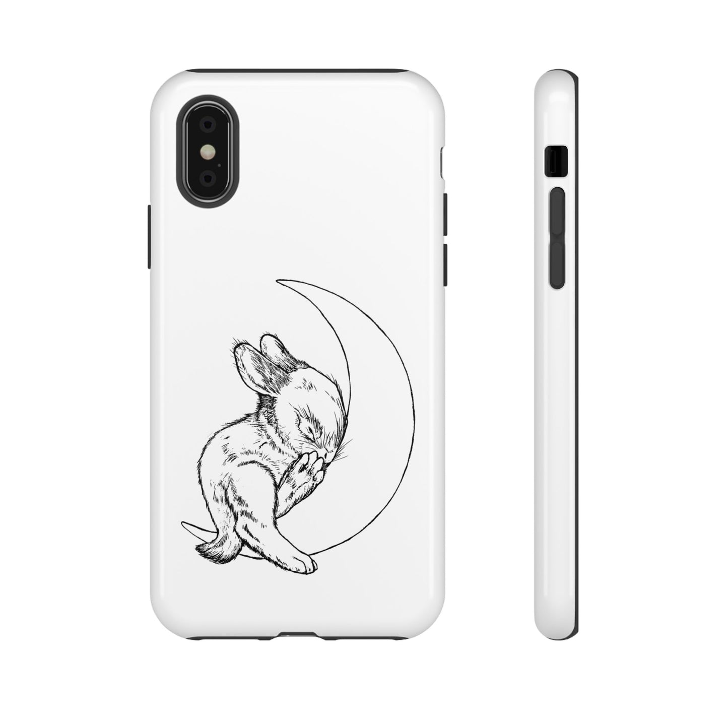 Phone Case - Sleeping Cute Baby Bunny on a Crescent Moon