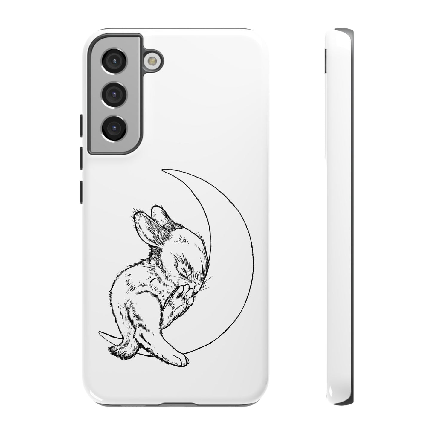 Phone Case - Sleeping Cute Baby Bunny on a Crescent Moon