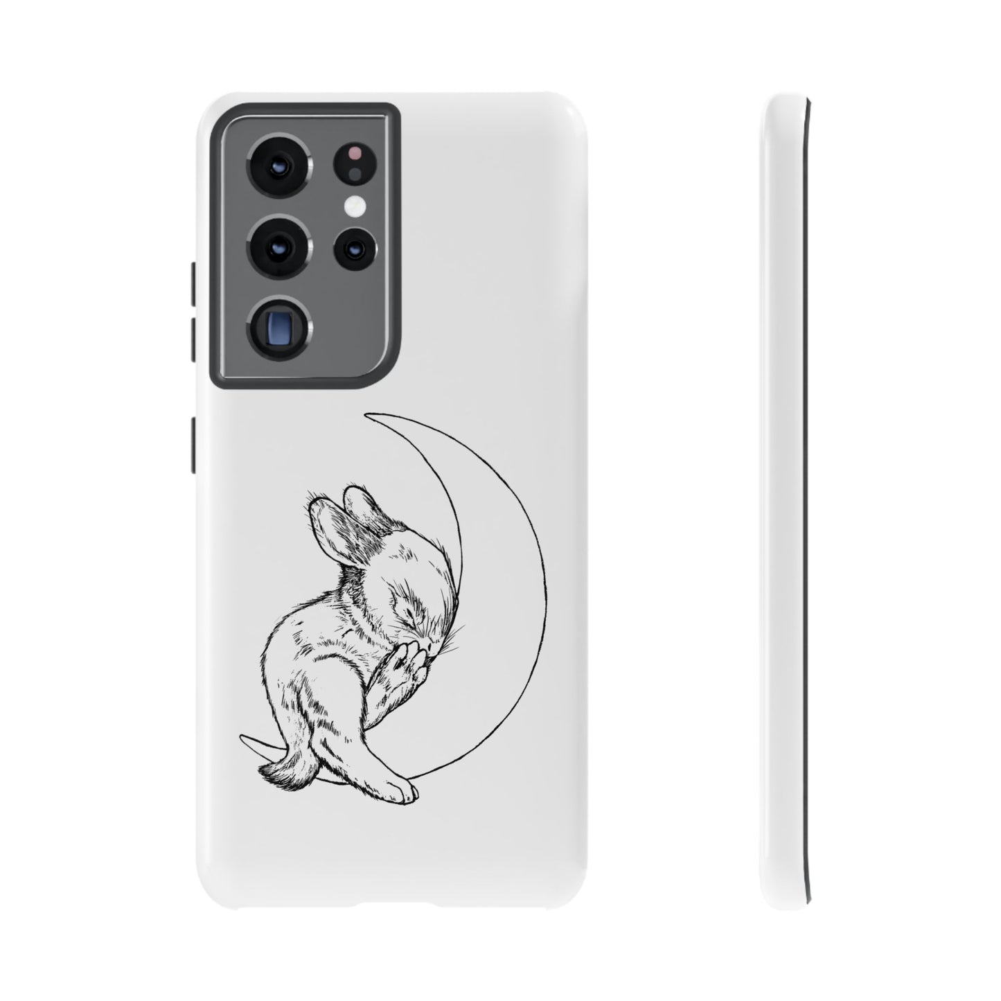 Phone Case - Sleeping Cute Baby Bunny on a Crescent Moon