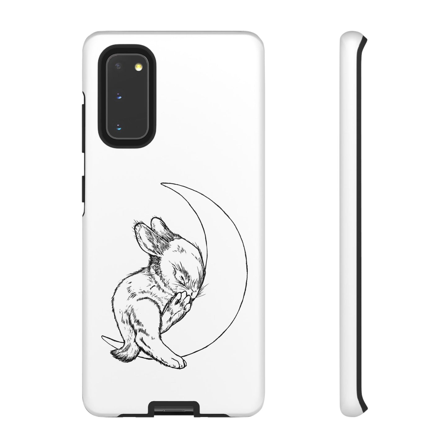 Phone Case - Sleeping Cute Baby Bunny on a Crescent Moon