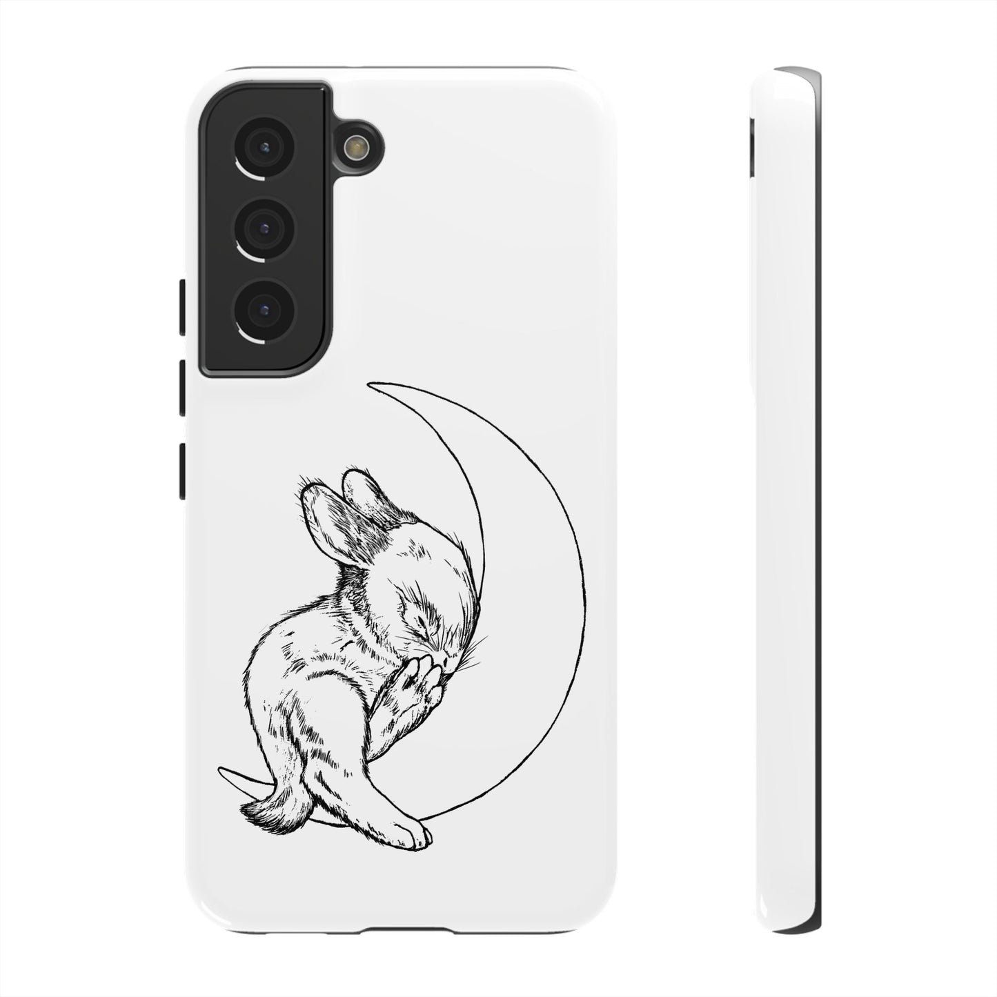Phone Case - Sleeping Cute Baby Bunny on a Crescent Moon