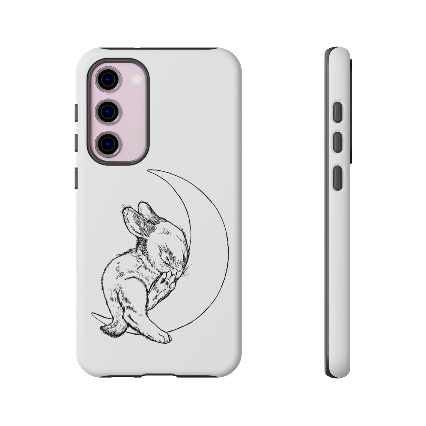 Phone Case - Sleeping Cute Baby Bunny on a Crescent Moon