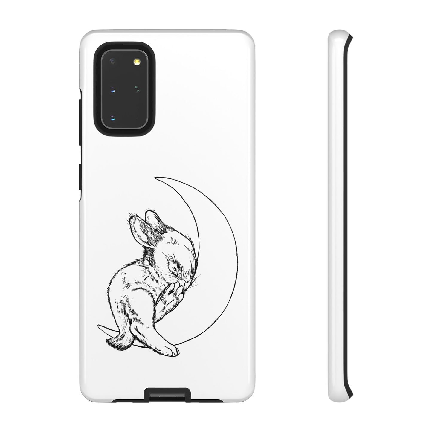 Phone Case - Sleeping Cute Baby Bunny on a Crescent Moon