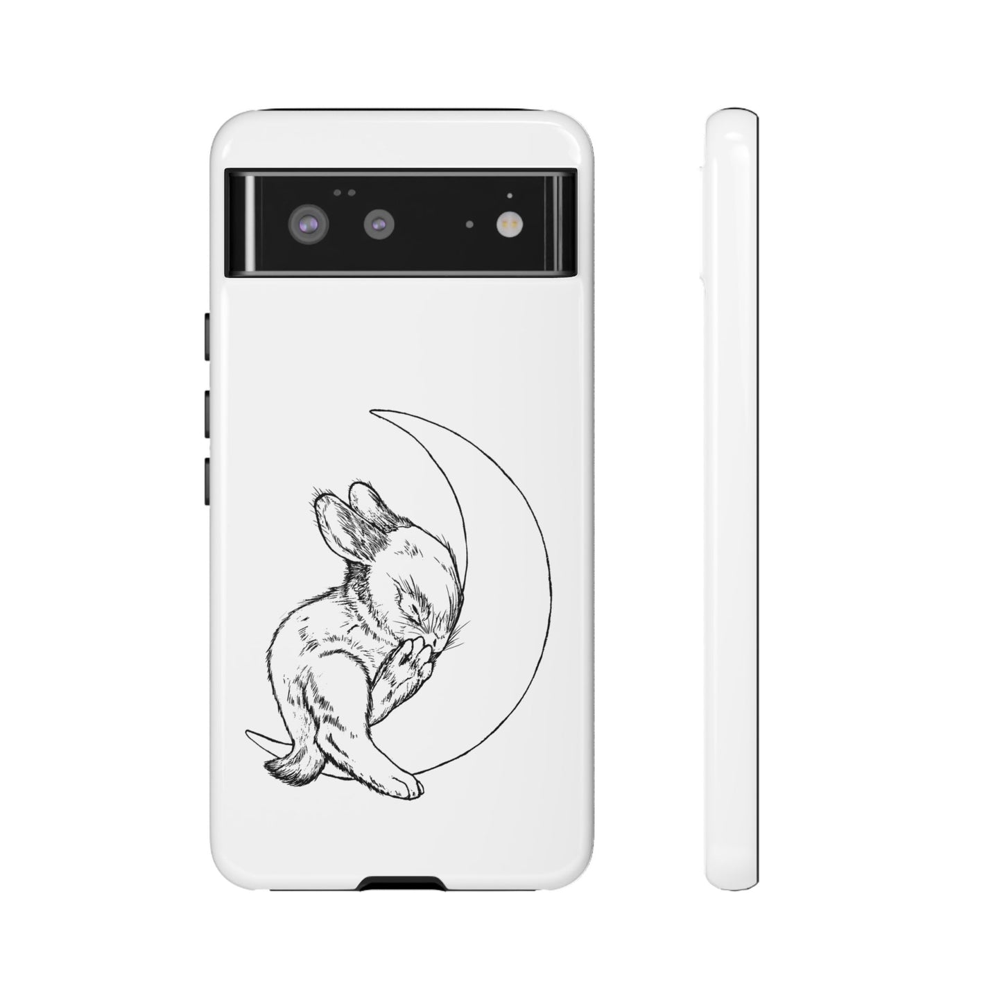 Phone Case - Sleeping Cute Baby Bunny on a Crescent Moon