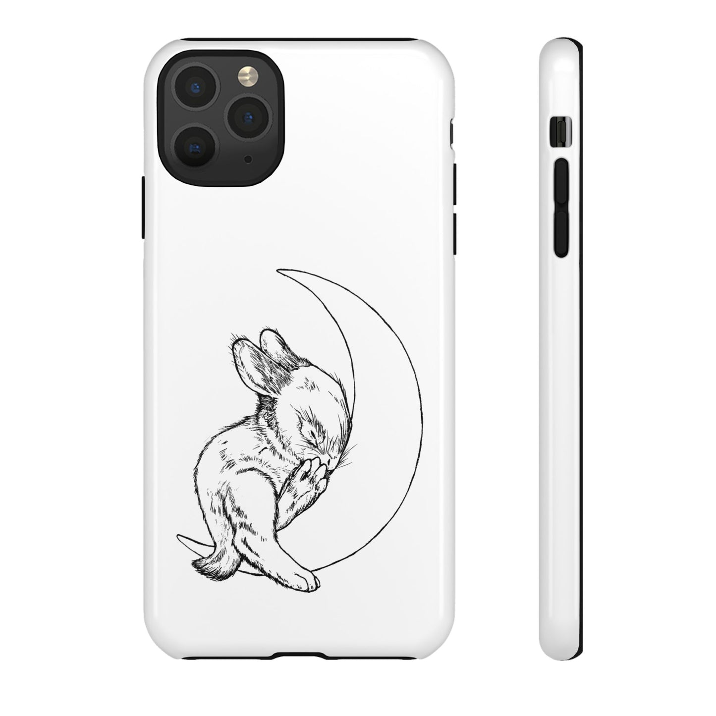 Phone Case - Sleeping Cute Baby Bunny on a Crescent Moon