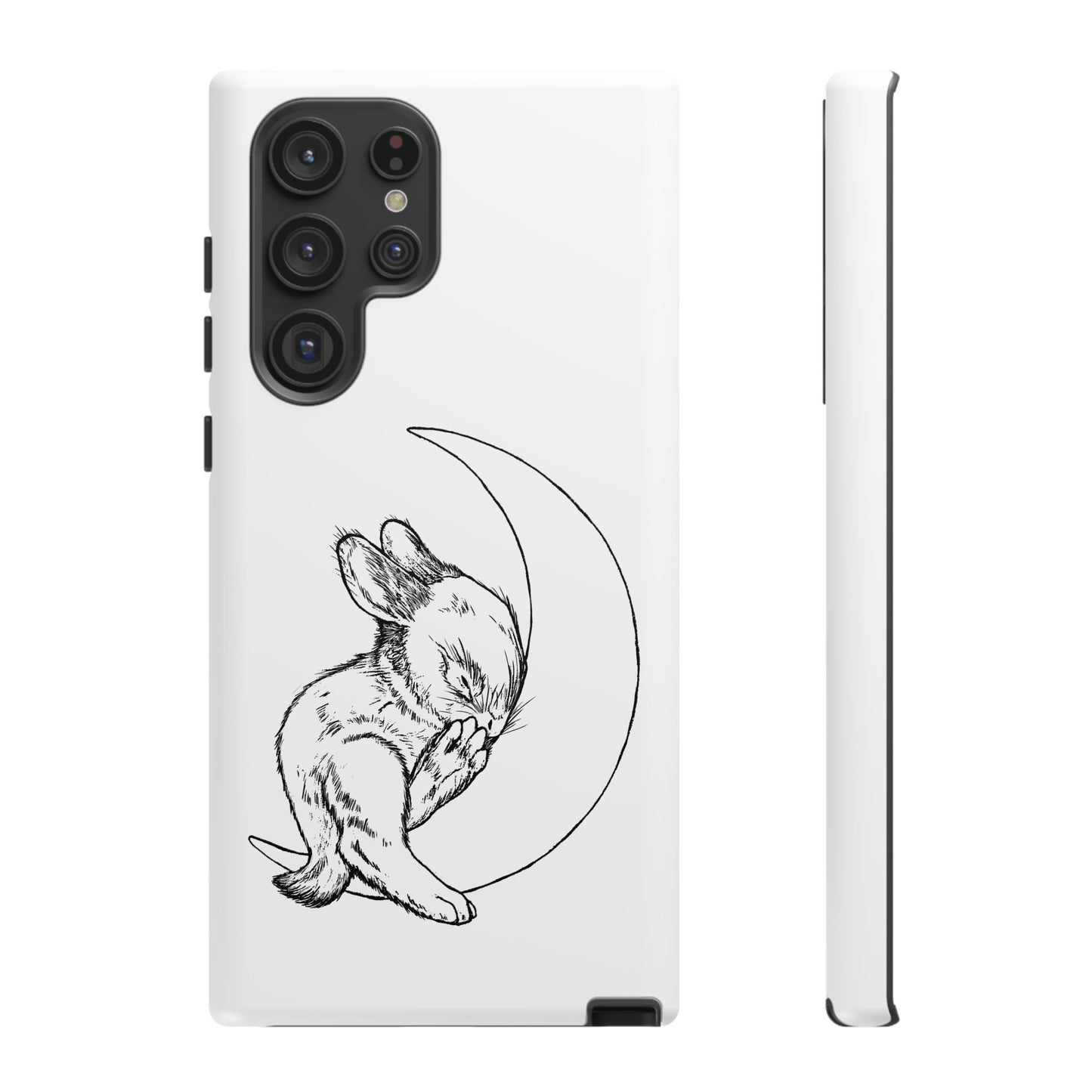 Phone Case - Sleeping Cute Baby Bunny on a Crescent Moon